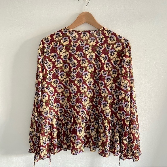 Madewell Floral Blouse in Burgundy and Cream - Picture 6 of 12